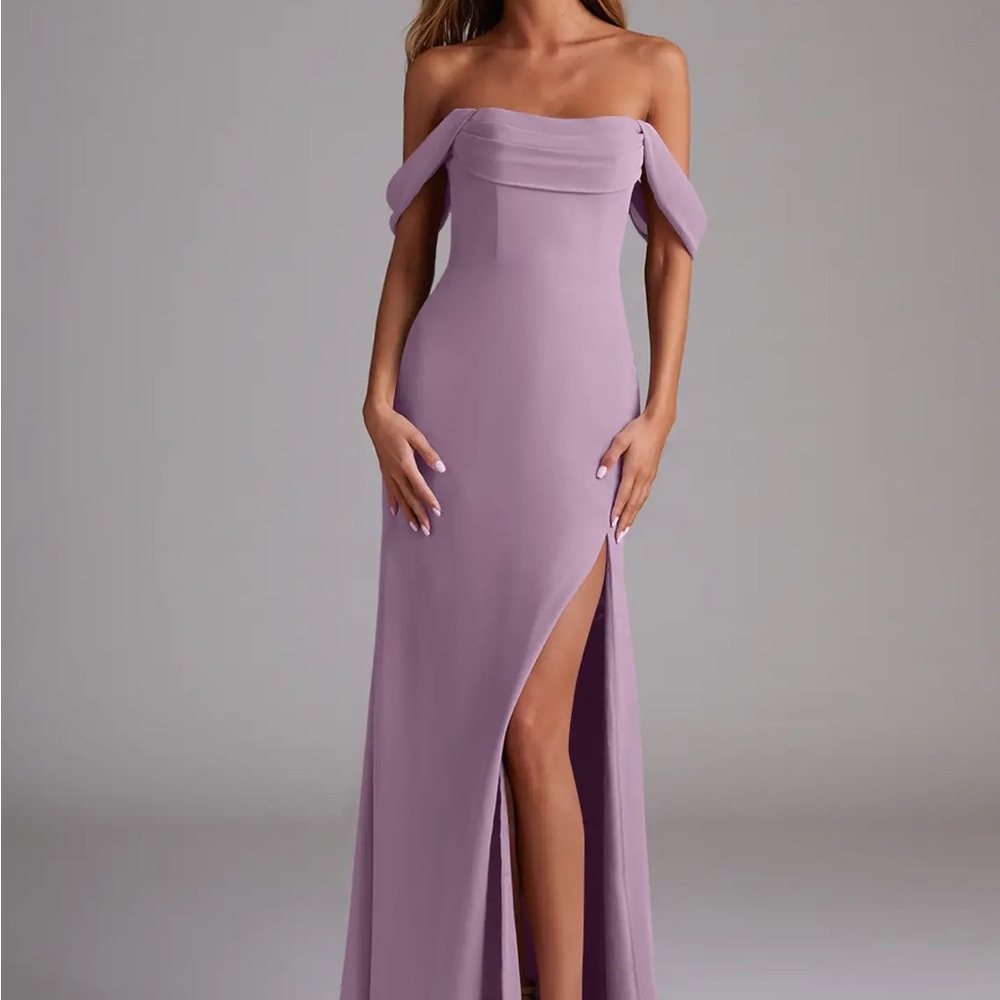 Elegant Lavender Off-Shoulder Evening Gown